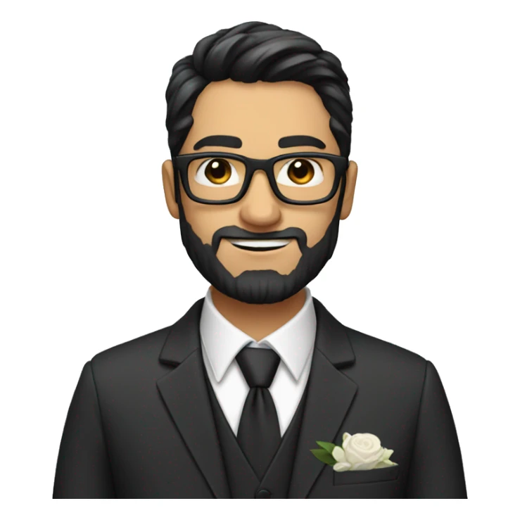 Groom with dark hair, beard and white skin and glasses sticker