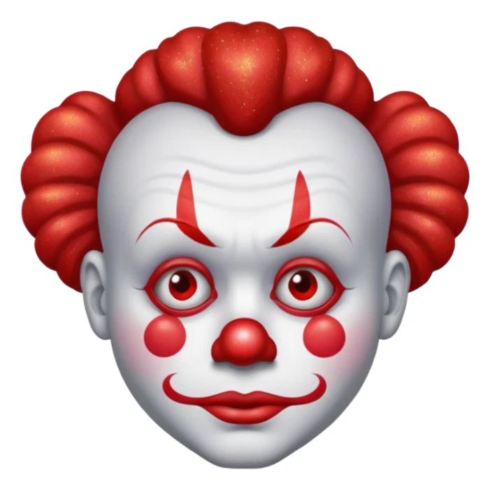 red glitter clown with the sad facial expression sticker
