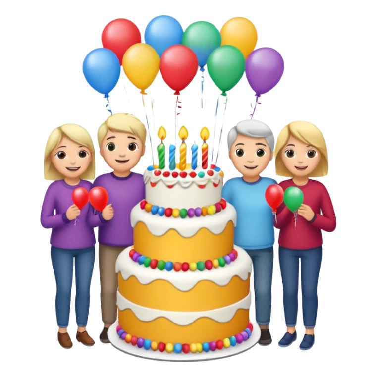 Birthday cake balloons freinds and family sticker
