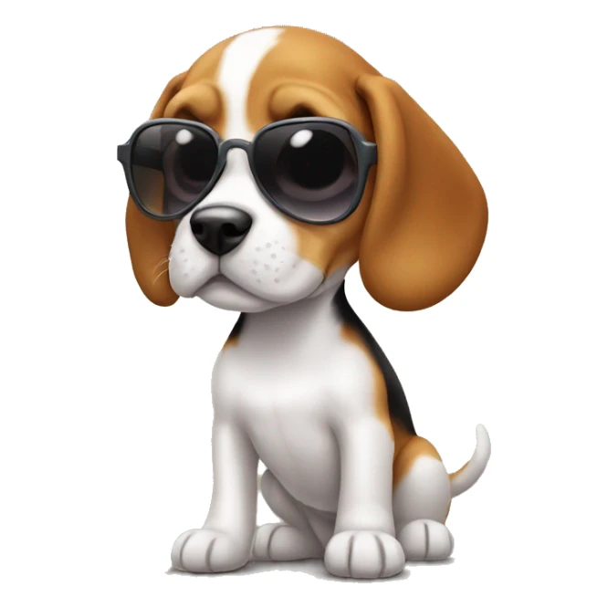 Little beagle puppy with small sunglasses  sticker