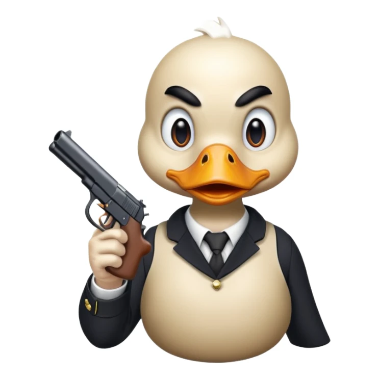 angry duck with a gun in his hand pointing at us  sticker