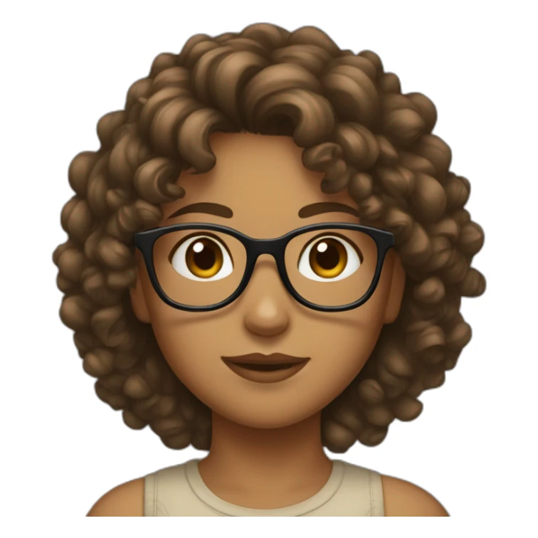 Girl with curly brown haïr and glasses sticker