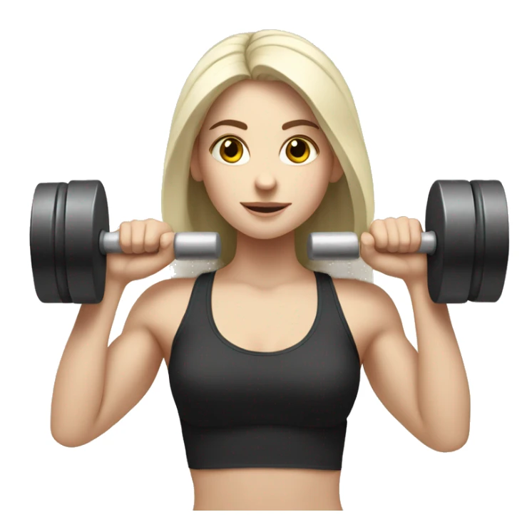 Pale girl with long black hair lifting weights sticker