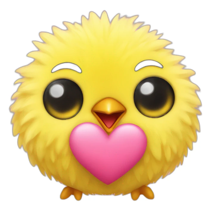 yellow fluffy chick in love with heart-shaped eyes sticker