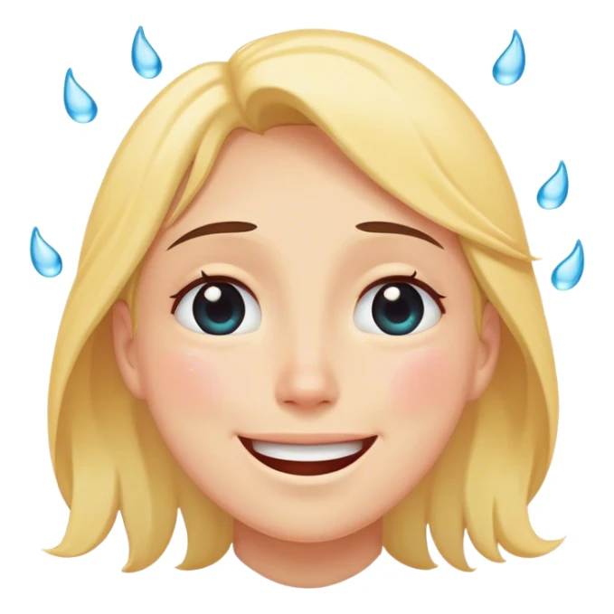 Laughing crying tears down face emoji but with eyes looking up sticker