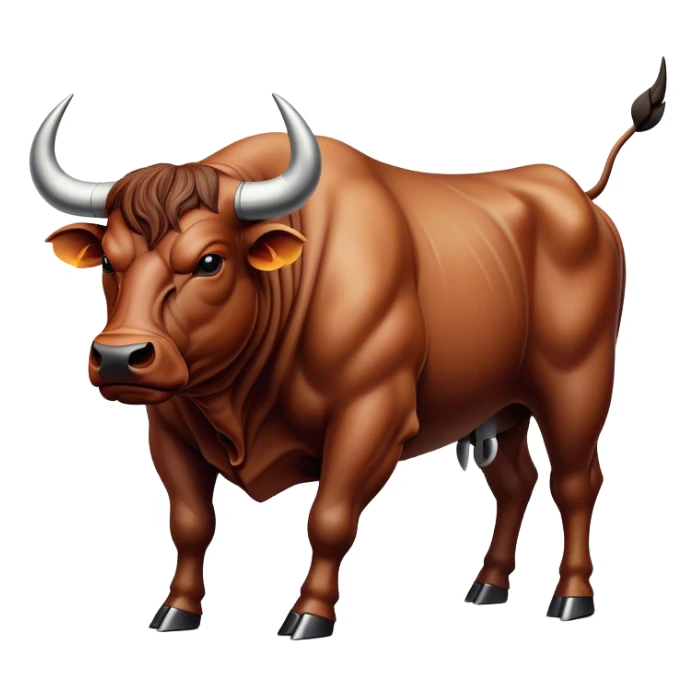 Cinematic Realistic depiction of a powerful Spanish charging bull, rendered with dynamic muscle definition and detailed, textured hide, set against a dramatic backdrop with intense, action-packed lighting sticker