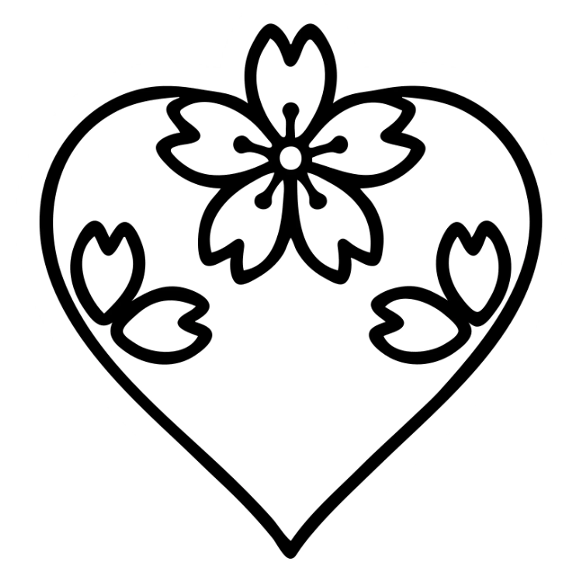 goth sakura heart, minimalist, black and pink, delicate cherry blossom petals, subtle gothic vibe sticker