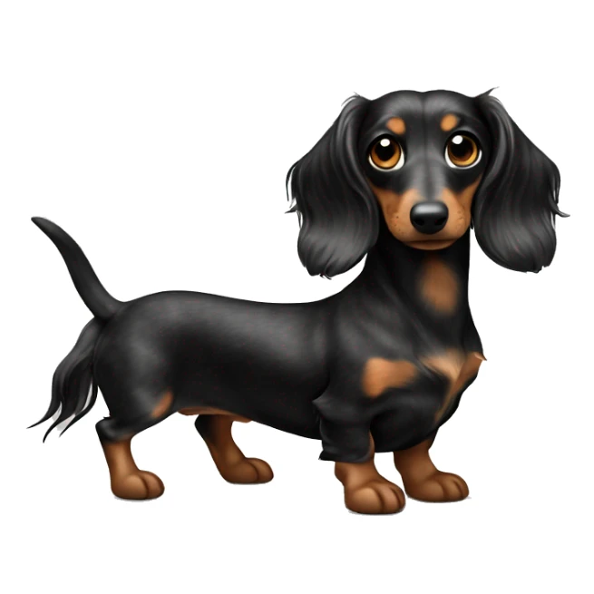 Two identical tri black merle long hair dachshunds together  sticker