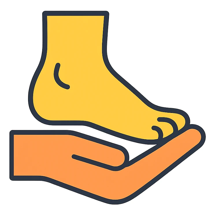 a hand holding a foot sticker