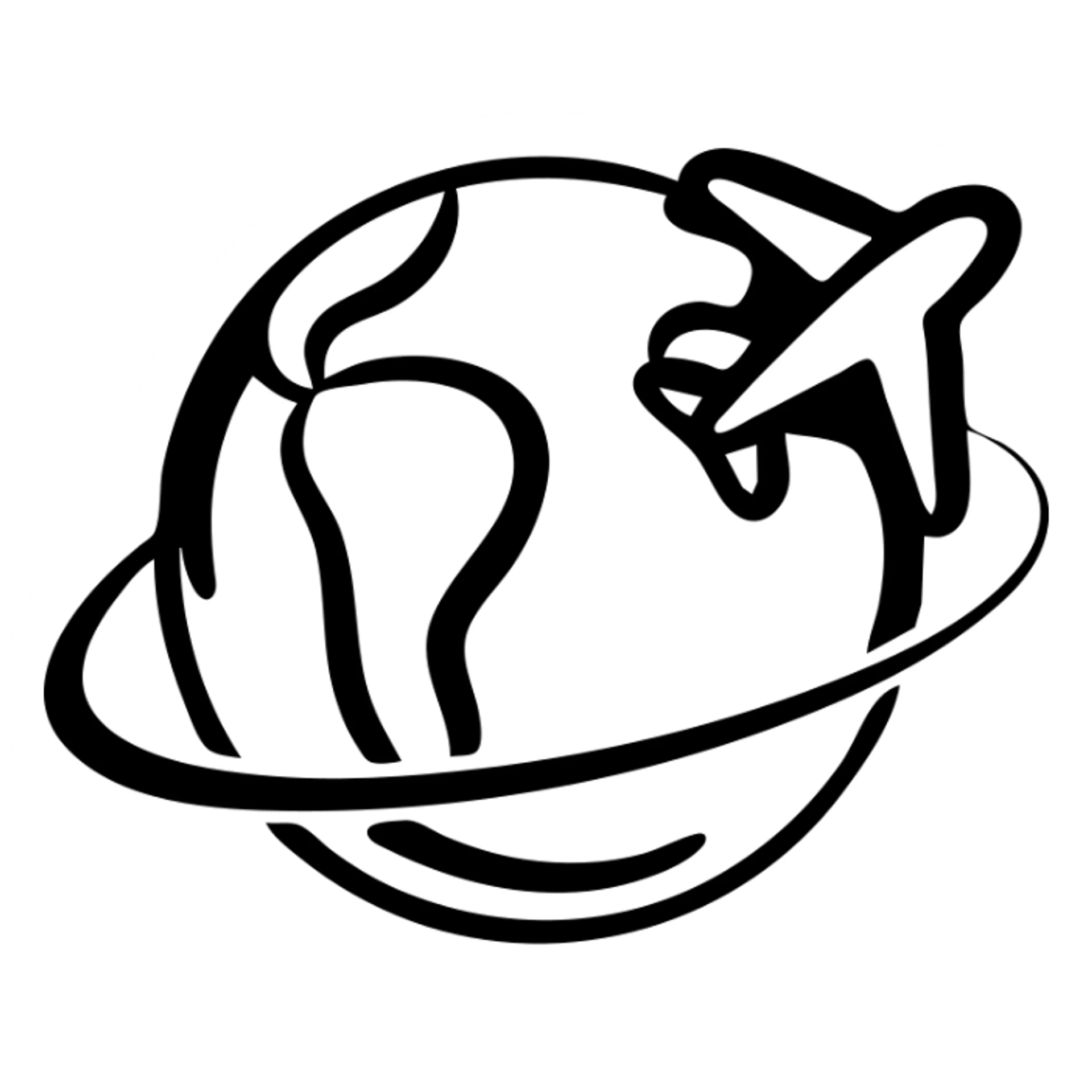 travel globe with airplane circling around it sticker
