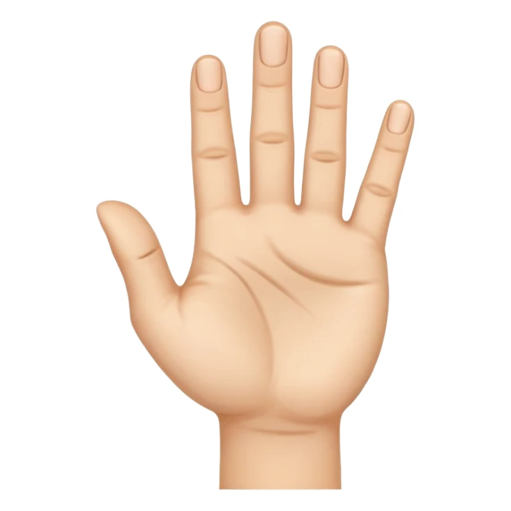 a hand with the palm facing the screen, the thumb, index and middle fingers are open sticker