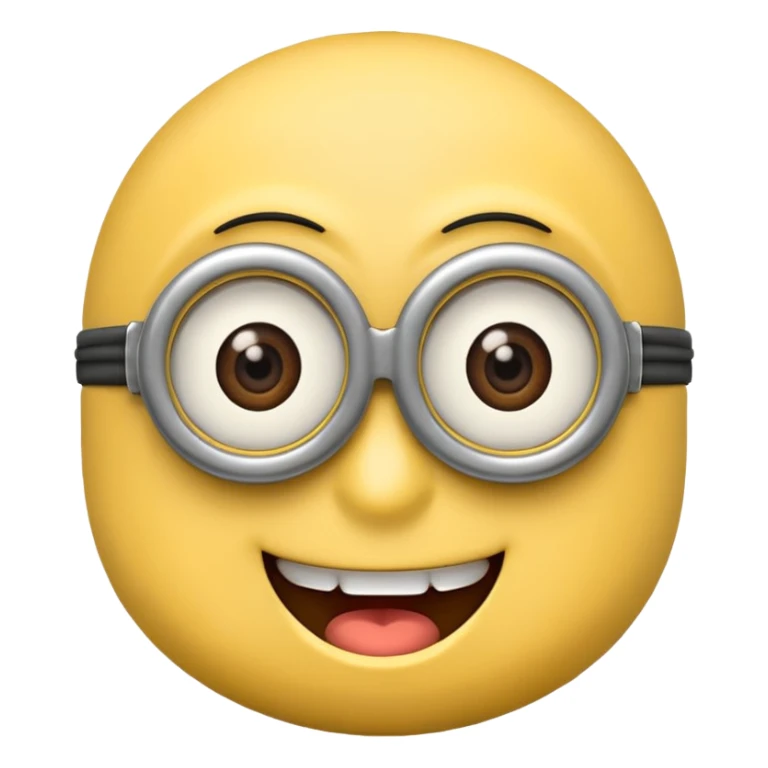 Minion emoji with a round head like normal emojis and a smurk 😏 sticker