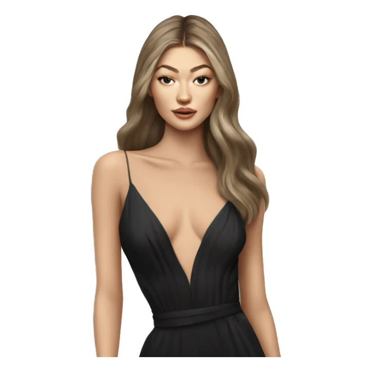 gigi hadid dark hair long dress sticker