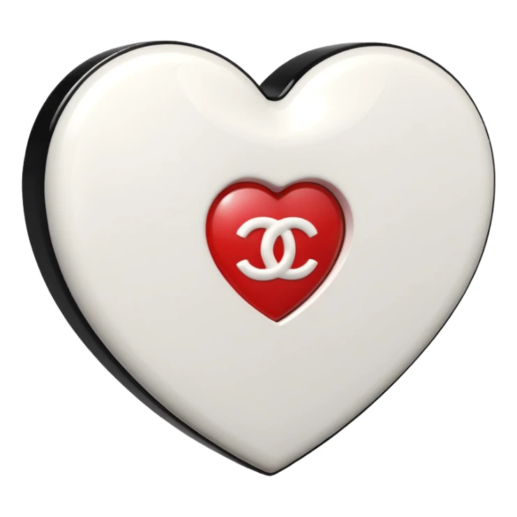 Chanel sport logo white heart 3d sticker