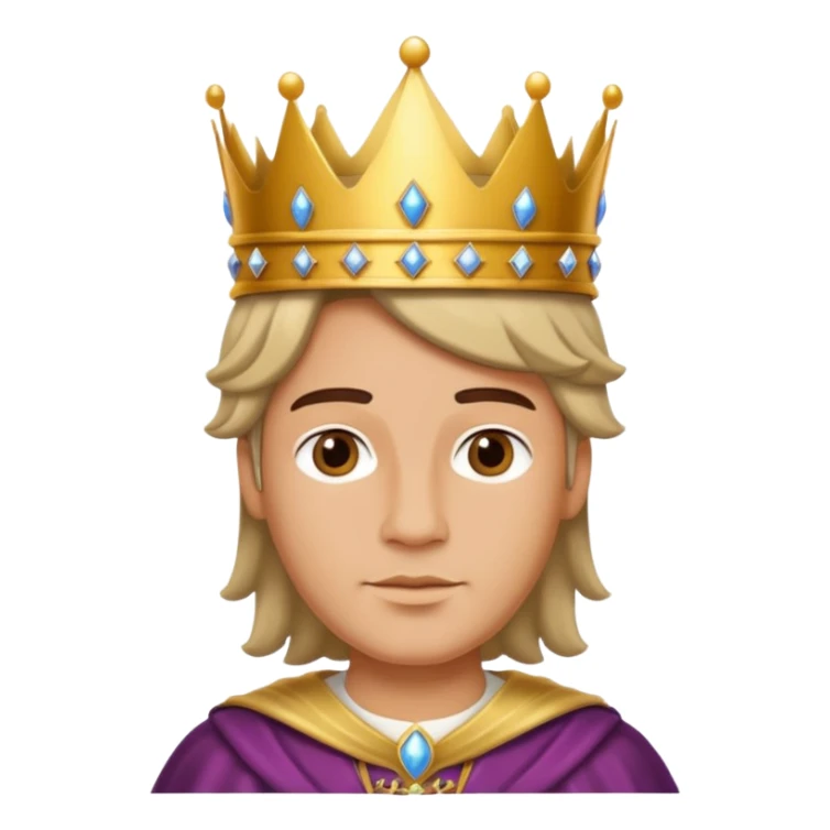 a regal king character with gender-neutral features, wearing a crown and royal attire sticker
