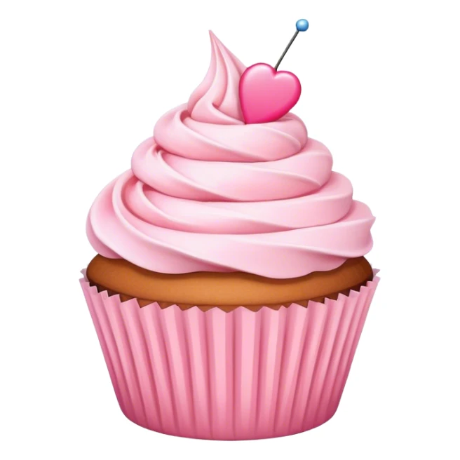 Cupcake with white paper and pastel pink icing sticker