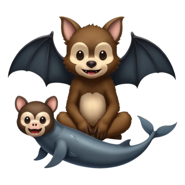 Terror and sadness emoji. Bat, monkey, whale, dog, vampire sticker