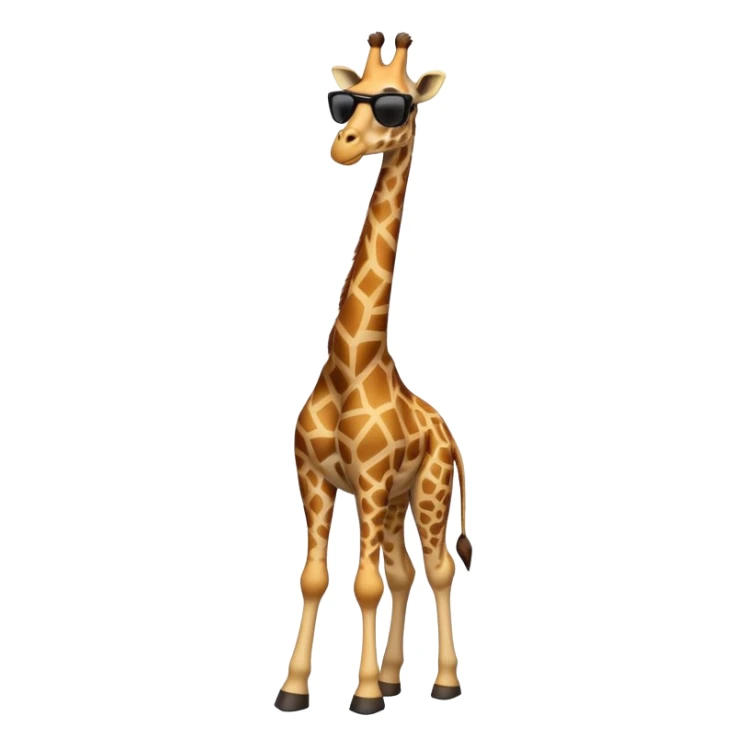 friendly anthropomorphised giraffe in casual clothing, wearing dark sunglasses, walking upright in relaxed pose sticker