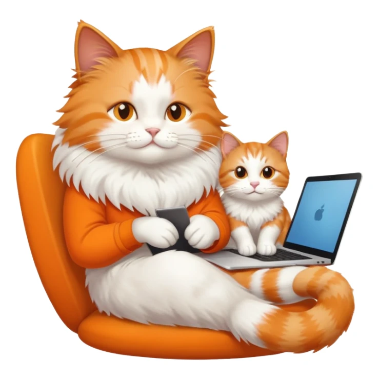 cat sitting on person's lap while working on laptop sticker