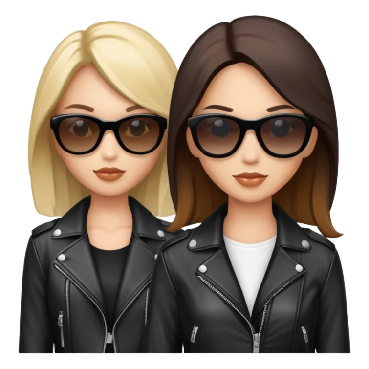 Mafia style women . Sunglasses, black jackets,  sticker