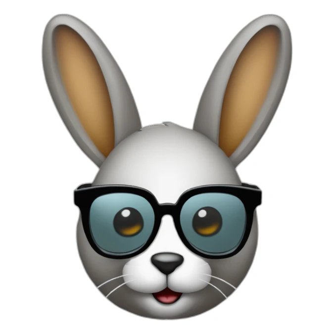 Conejo con gafas de sol full oscuras negras con un destello blanco cool y las gafas le tapan los ojos sticker