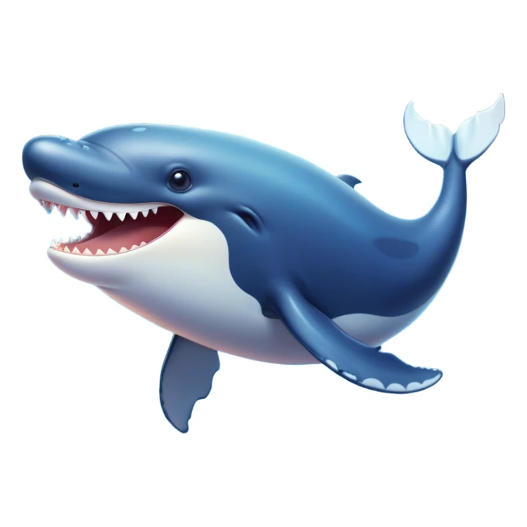 Cinematic Comical Humpback Whale Portrait Emoji, Head tilted dramatically with an exaggeratedly shocked expression, featuring a massive yet graceful body with wide, comically expressive eyes full of playful disbelief and animated pectoral fins, Simplified yet hilariously expressive features, highly detailed, glowing with a slightly sassy oceanic glow, high shine, dramatic yet playful, stylized with an air of cheeky marine mischief, soft glowing outline, capturing the essence of a meme-worthy humpback whale that looks ready to make waves with its hilariously dramatic antics! sticker