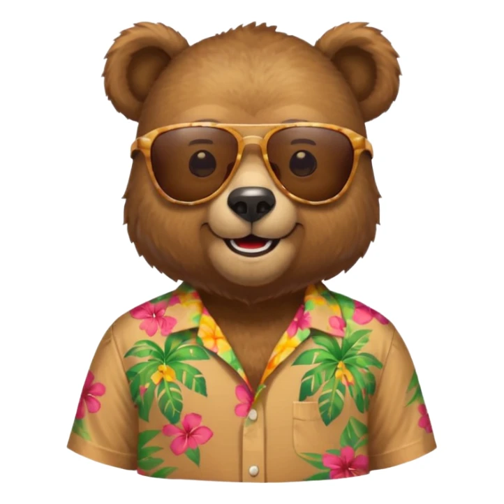bear with aloha shirt wearing sunglasses sticker
