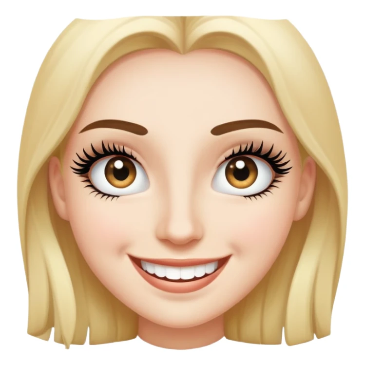 smiling solo portrait close-up with big lashes sticker