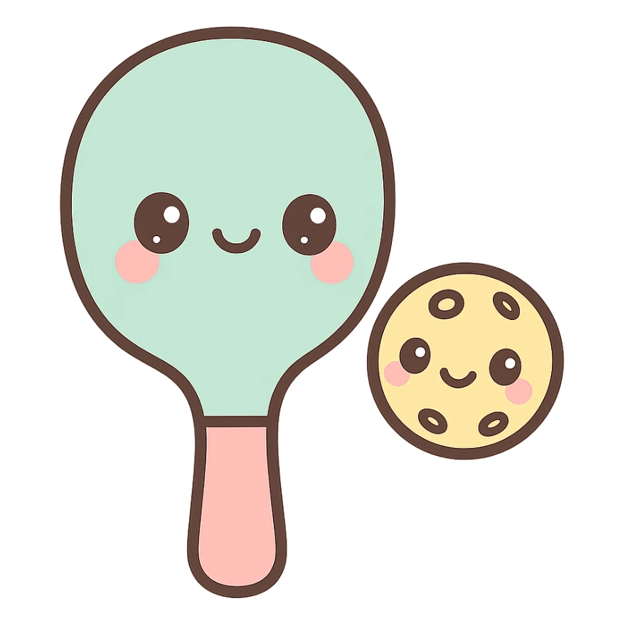 pickleball paddle and pickleball kawaii style sticker