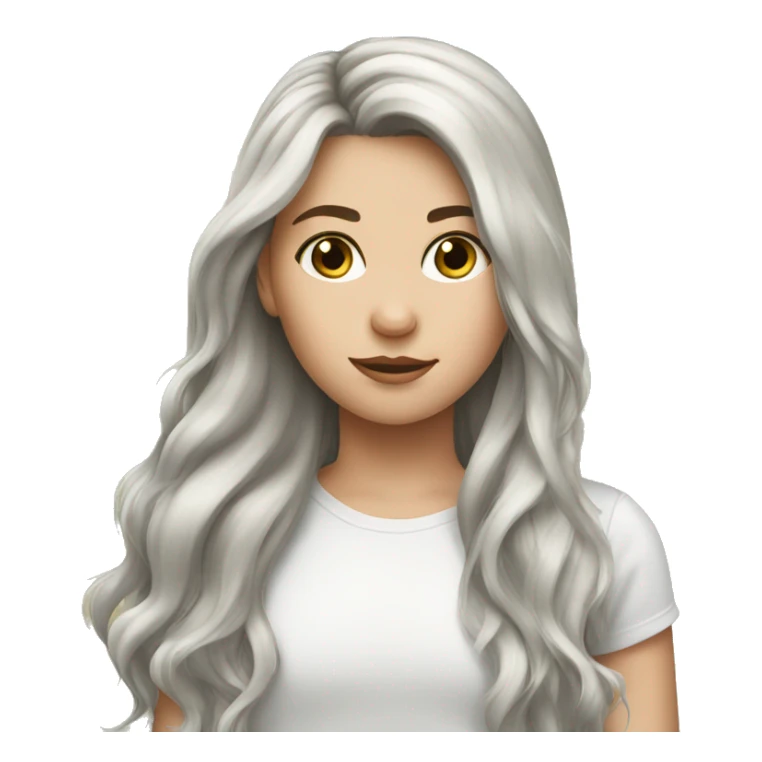 girl hair brunette and white horse sticker