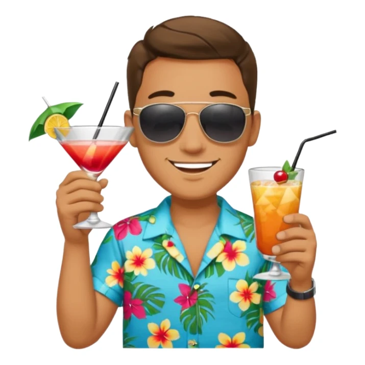 Male pool party with cocktails head sticker