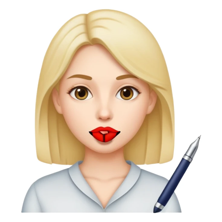 Pen is in woman mouth sticker