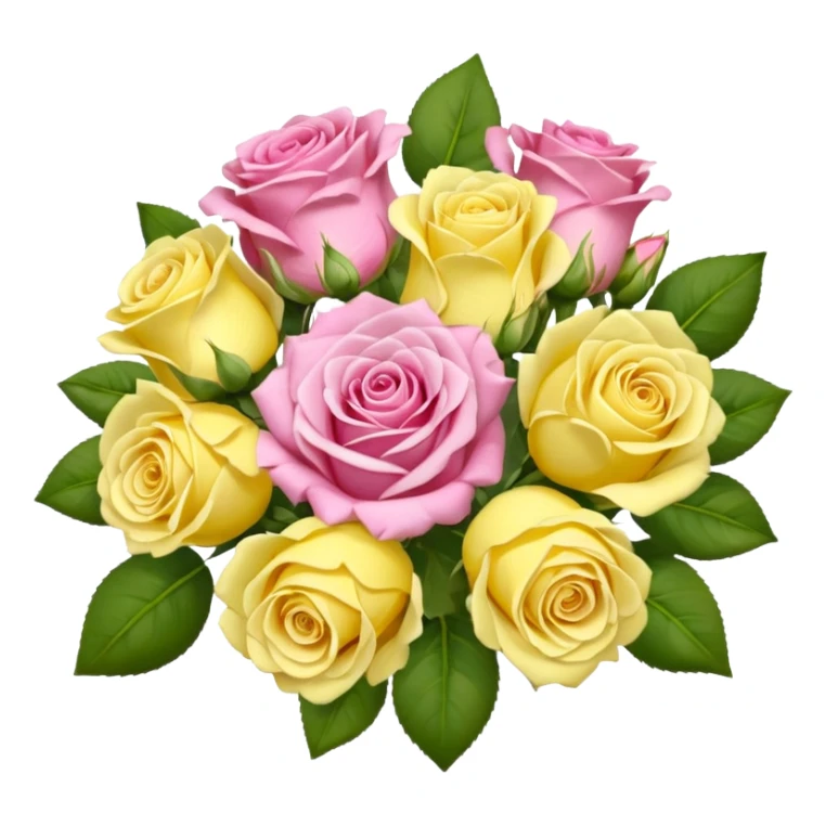 A mixed bouquet of pink roses and yellow lisianthus sticker