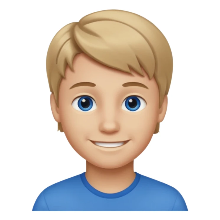 A smiling boy with dark blonde hair sticker