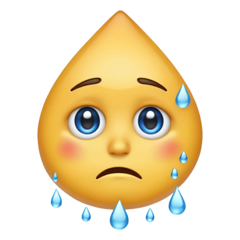 Emoji face sad and sweating water sticker