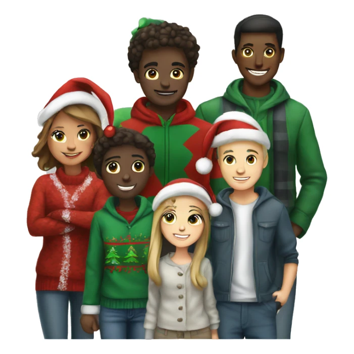 A group of friends in Christmas clothes sticker
