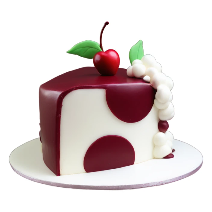 Cherry vintage trendy burgundy and white heart shaped cake 1 layer  sticker