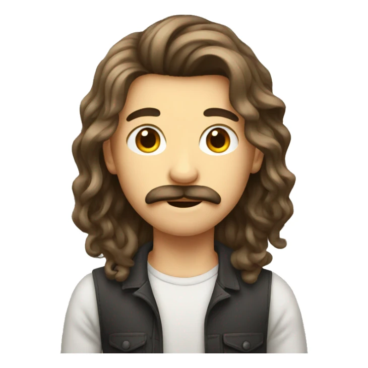 teenage boy with moustache and long hair sticker