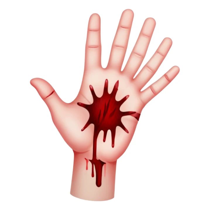 hand with cuts and blood sticker