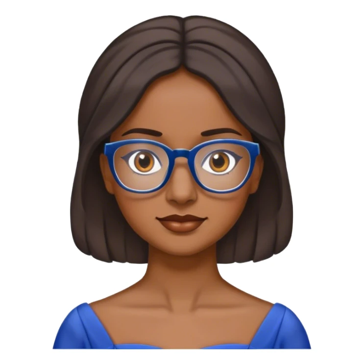 Women with glasses, darker skin, briwn eyes blue gla sticker