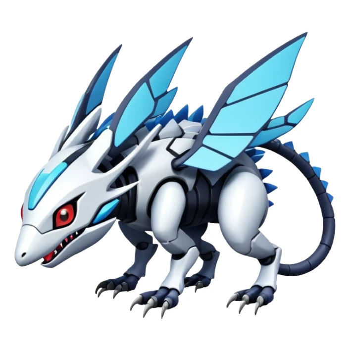  exotic futuristic modern cyber-Fakémon-Digimon-Trico-Vernid-creature sticker