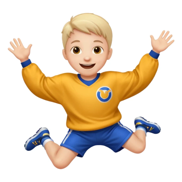 A small kid in an oversized jersey, jumping with excitement. sticker