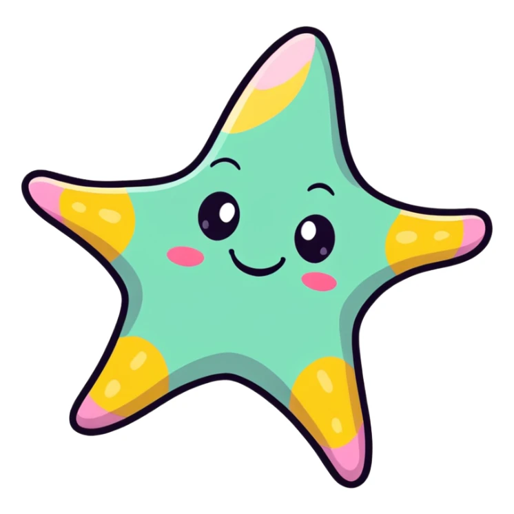 cute cheerful starfish character with a smile sticker