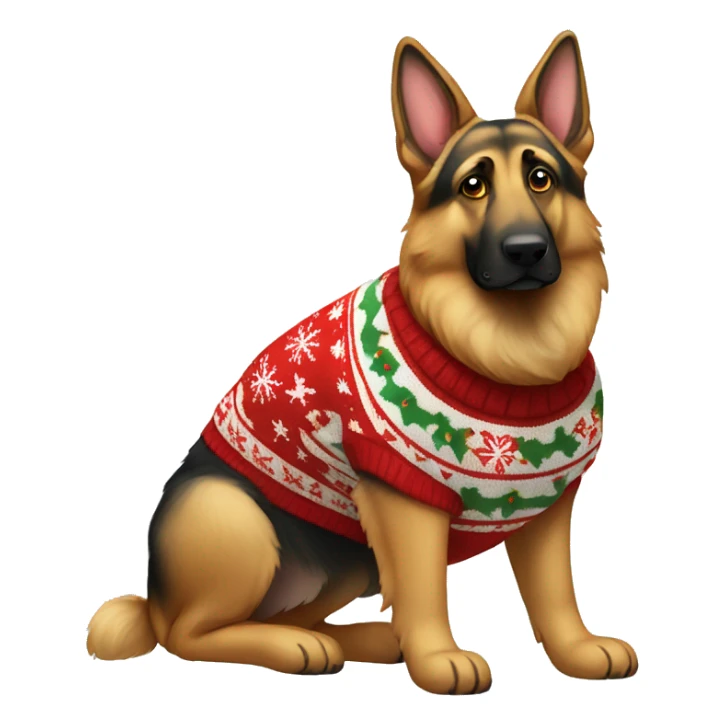 full body german shepherd wearing a christmas sweater  sticker