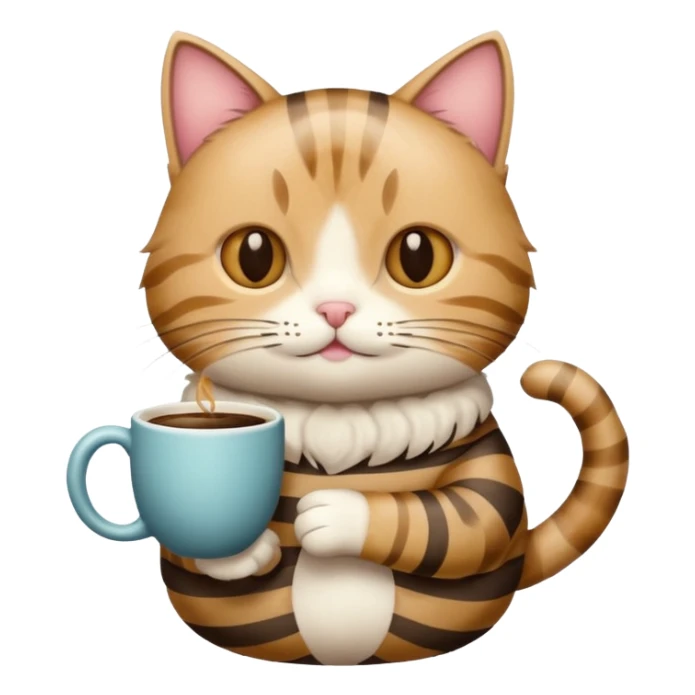 Cat with cup of coffee sticker