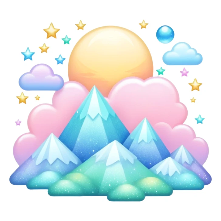 Pastel divine celestial glistening glossy sparkly shiny glittery scenery  sticker