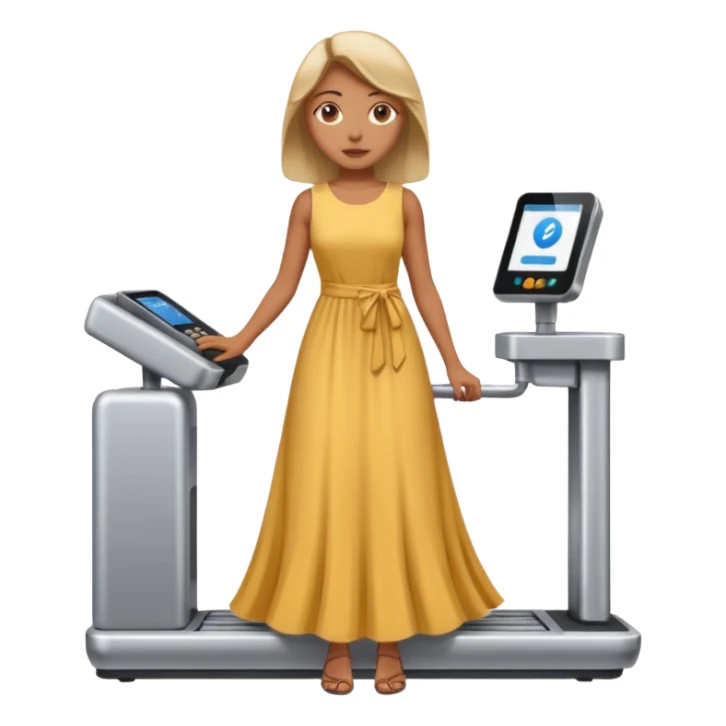 women is standing on weight check machine sticker