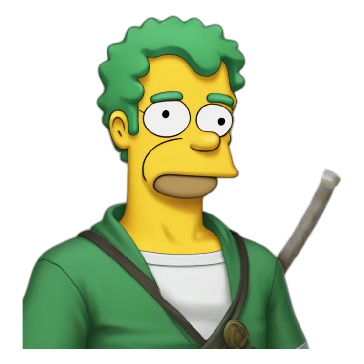 Homer simpson dress like Roronoa Zoro  sticker