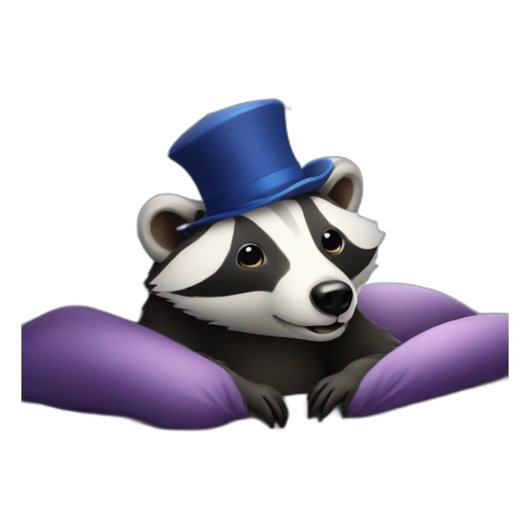 Badger with a nightcap on in a bed with sky full of stars sticker