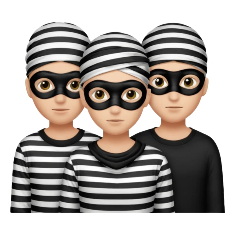 3 theif robbers emoji,Stripped shirt,eye mask, black head. sticker